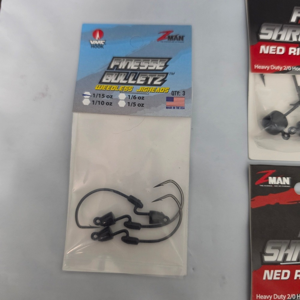 Z-Man Jigheads Bundle 5 Packs Black NEW Pro ShroomZ Finesse BulletZ Ned Rig - Picture 3 of 7